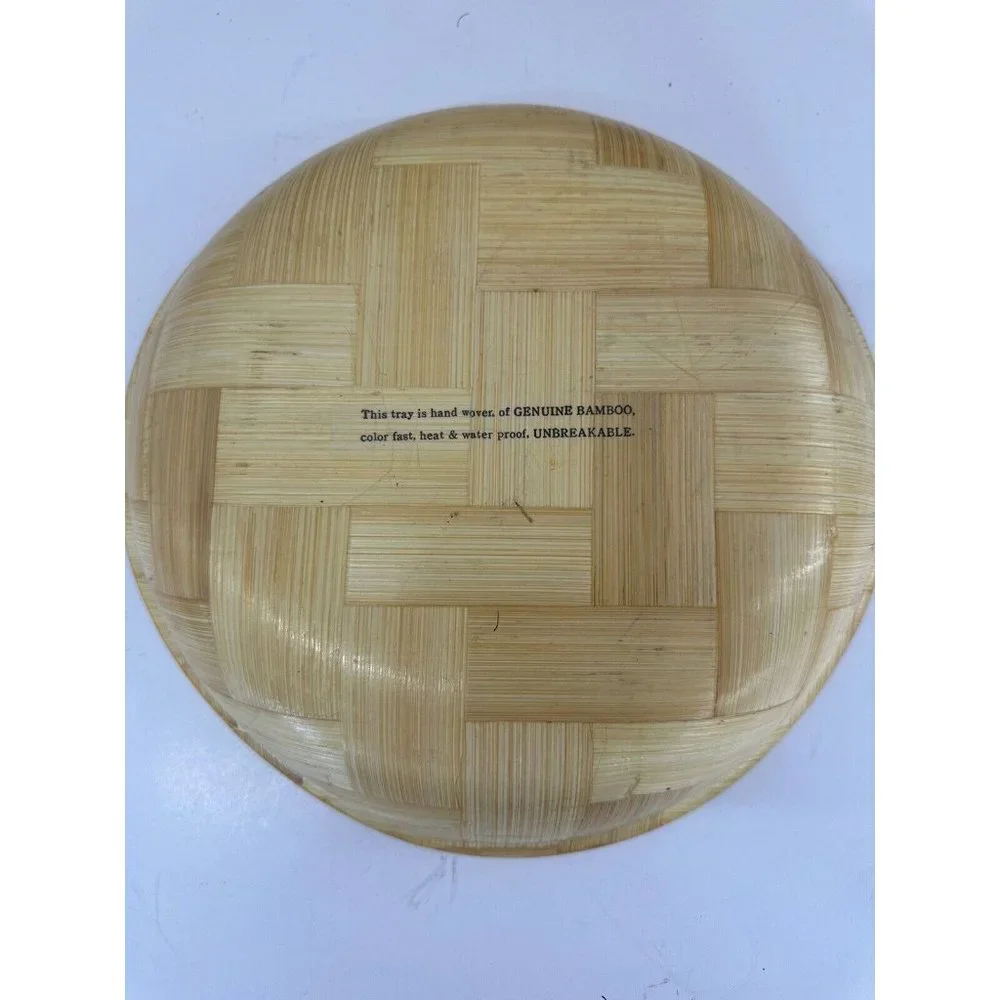 Vintage Hawaii Map Souvenir Bamboo Decorative Tray‎ Plate Handwoven